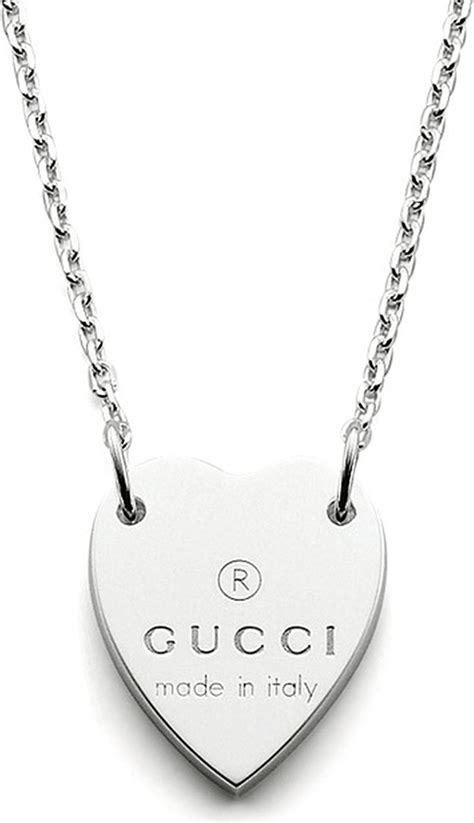 gucci sterling silver heart pendant necklace|Gucci trademark heart silver necklace.